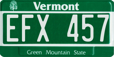 VT license plate EFX457