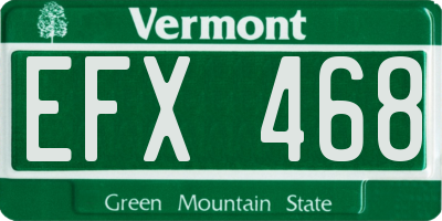 VT license plate EFX468