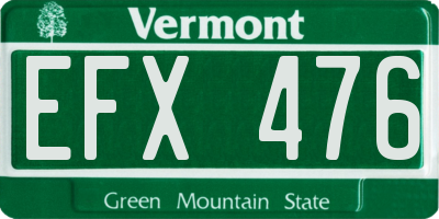 VT license plate EFX476