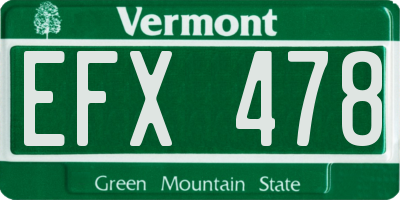 VT license plate EFX478