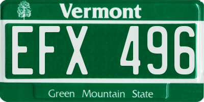 VT license plate EFX496