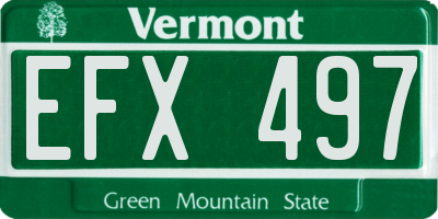 VT license plate EFX497