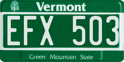 VT license plate EFX503