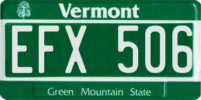 VT license plate EFX506
