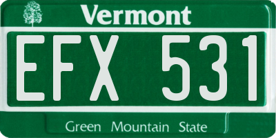 VT license plate EFX531