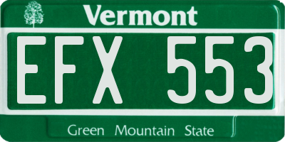 VT license plate EFX553