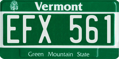 VT license plate EFX561