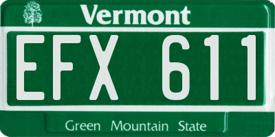 VT license plate EFX611