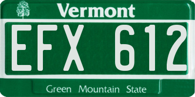 VT license plate EFX612