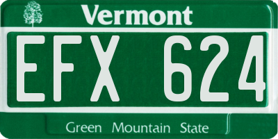 VT license plate EFX624