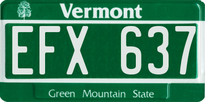 VT license plate EFX637
