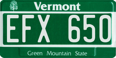 VT license plate EFX650