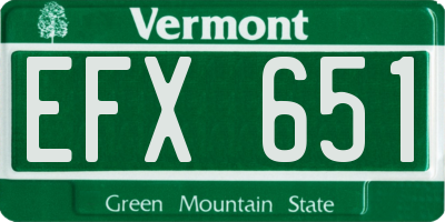 VT license plate EFX651