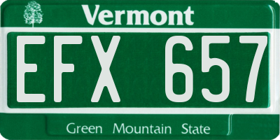 VT license plate EFX657
