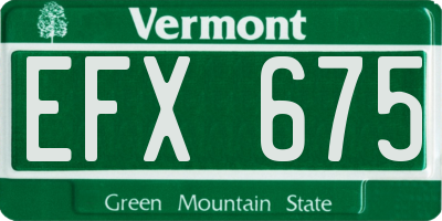 VT license plate EFX675