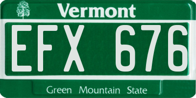 VT license plate EFX676