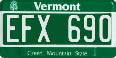 VT license plate EFX690