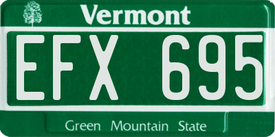 VT license plate EFX695