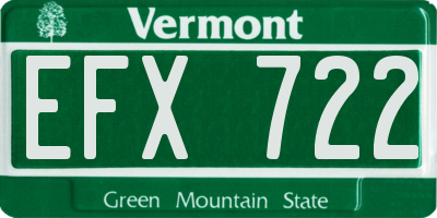 VT license plate EFX722
