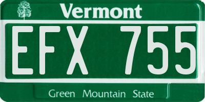 VT license plate EFX755