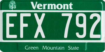 VT license plate EFX792
