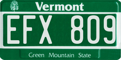 VT license plate EFX809