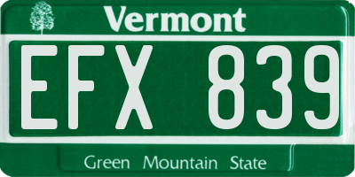 VT license plate EFX839