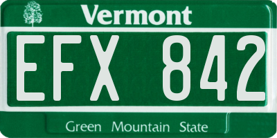 VT license plate EFX842