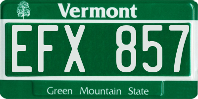 VT license plate EFX857