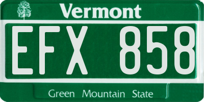 VT license plate EFX858
