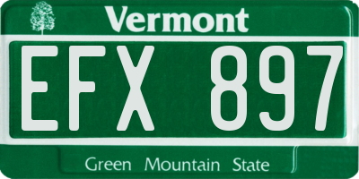 VT license plate EFX897