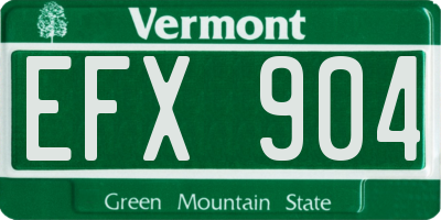 VT license plate EFX904