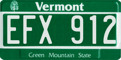 VT license plate EFX912