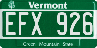 VT license plate EFX926