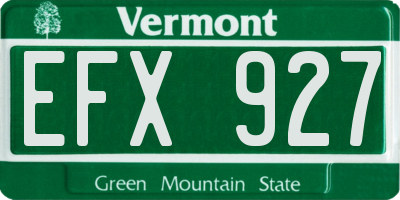 VT license plate EFX927