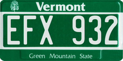 VT license plate EFX932