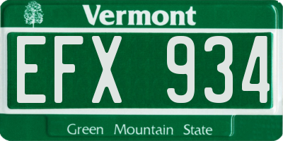 VT license plate EFX934