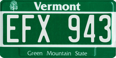 VT license plate EFX943