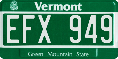 VT license plate EFX949