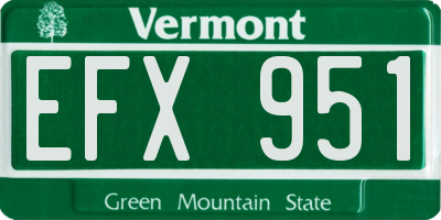 VT license plate EFX951