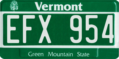 VT license plate EFX954