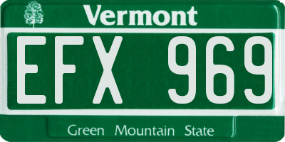 VT license plate EFX969