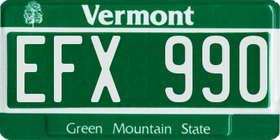 VT license plate EFX990