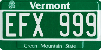VT license plate EFX999