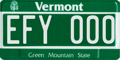 VT license plate EFY000