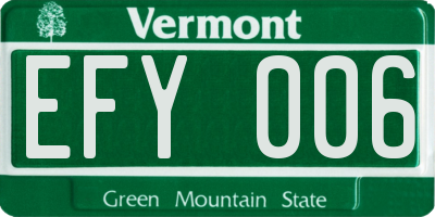 VT license plate EFY006