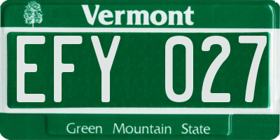 VT license plate EFY027
