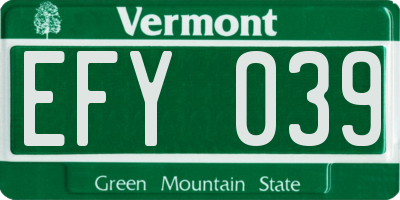 VT license plate EFY039
