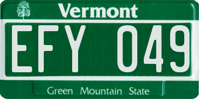 VT license plate EFY049