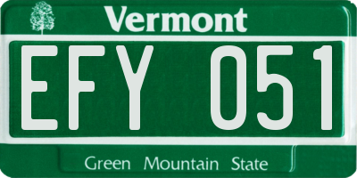 VT license plate EFY051